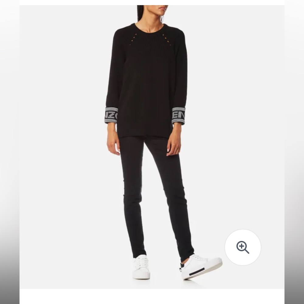 Kenzo Paris Black Ribbed Knit Reversible Cuff Sweater